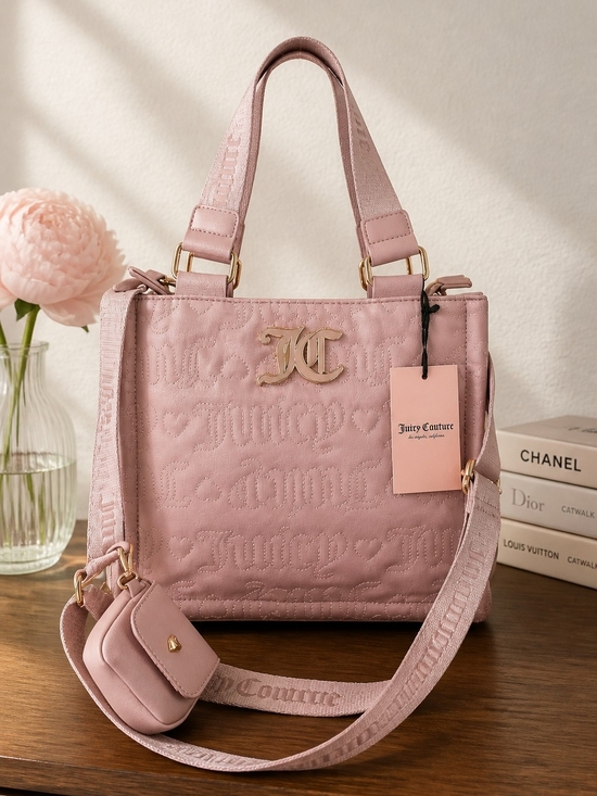 Juicy Couture Handbags - Juicy Couture Pink Quilted Tote Bag with Crossbody Strap